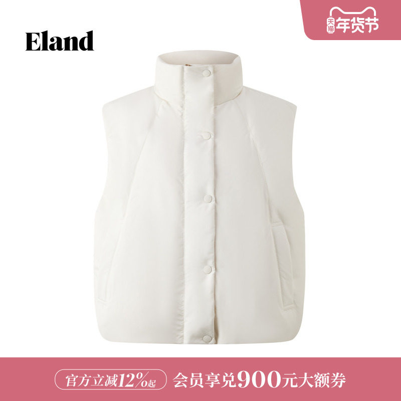 Eland衣恋羽绒服女无袖立领保暖时尚轻薄款鹅绒马甲2026春季新款