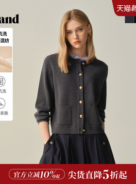 【绵羊毛】Eland衣恋毛针织衫女开衫单排扣外套2025冬季新款