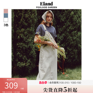 复古背带牛仔连衣裙 型美式 H版 Eland衣恋连衣裙女夏季