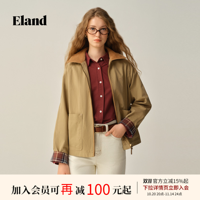 【莱赛尔】Eland衣恋短外套女复古宽松大方口袋夹克2025秋季新款