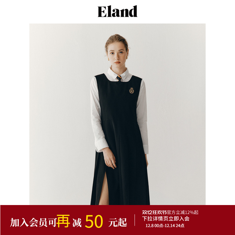 ELAND学院风中长款连衣裙