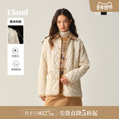 2025冬新款 ELand衣恋棉服女菱格中长款 拒水科技 含绵羊毛