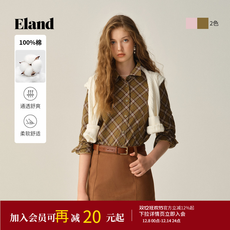 ELAND衬衫翻领长袖正肩
