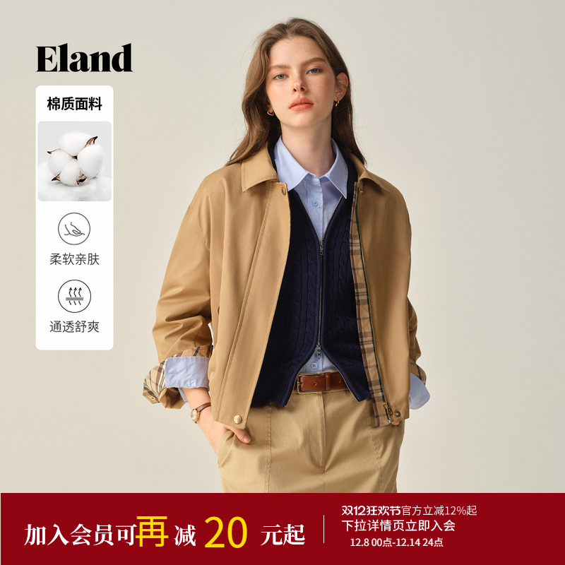 ELAND棉感短外套工装风翻领