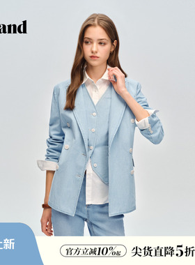 【100%棉】Eland衣恋短外套女西装式翻领休闲外套2026春季新款