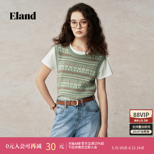 ELAND马夹圆领无袖针织