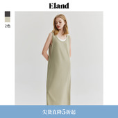 Eland衣恋背心连衣裙女宽松假两件领口休闲显瘦裙子夏