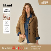 新款 女通勤人字呢外套2025冬季 100%美丽诺羊毛 Eland衣恋西装