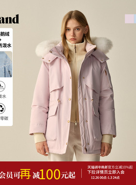 【防泼水&鹅绒】Eland衣恋羽绒服极寒保暖毛领中长外套2025冬新款