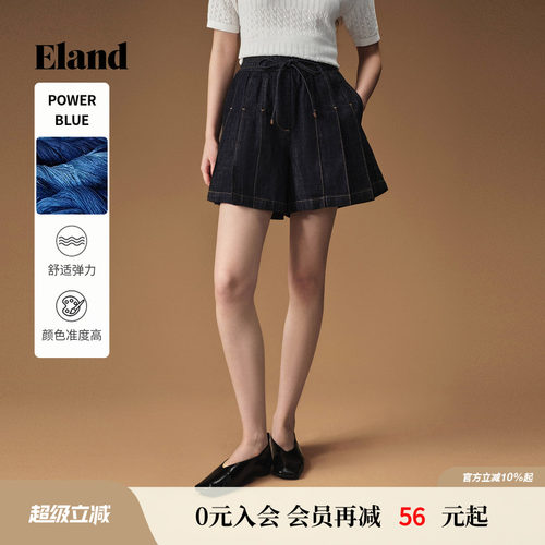 ELAND牛仔短裤裙裤抽绳