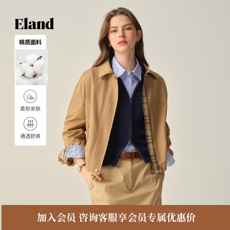 ELAND棉感短外套工装风翻领