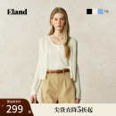 新款 Eland衣恋毛针织衫 2025夏季 女心形领薄款 下摆波浪舒适短开衫
