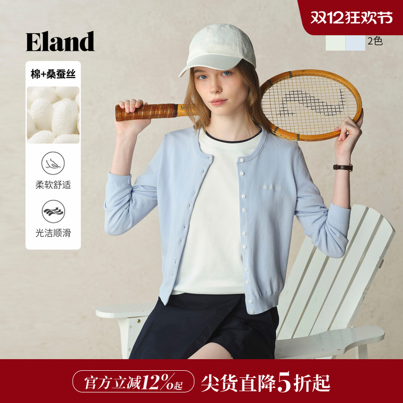 ELAND毛针织衫薄款单排扣长袖