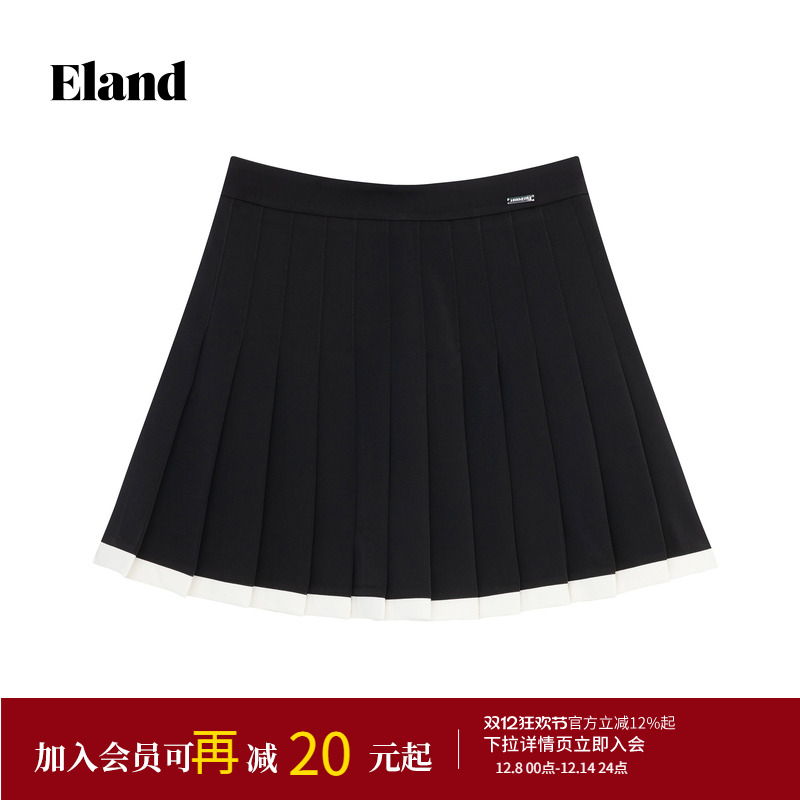 E·LANDA字高腰撞色运动半身裙