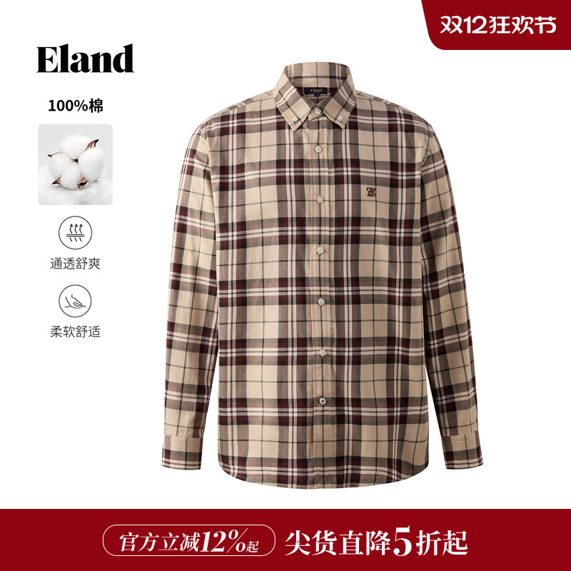 ELAND衬衫格纹上衣长袖