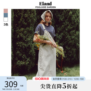 Eland衣恋连衣裙女夏季H版型美式复古背带牛仔连衣裙新款