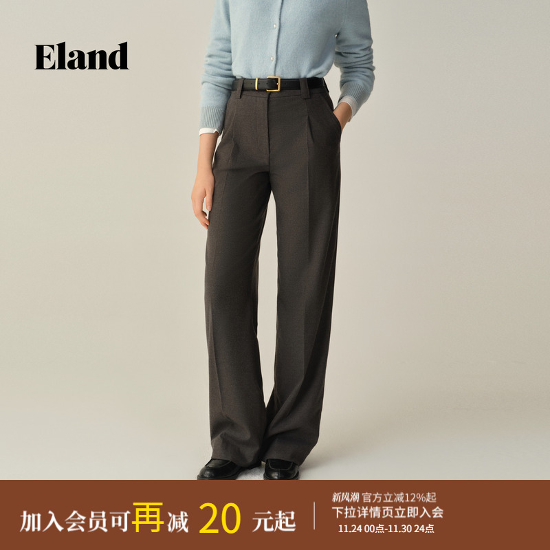 ELAND休闲裤宽松直筒纯色