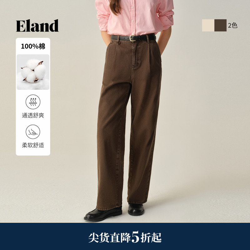 ELAND牛仔裤小高腰宽松直筒