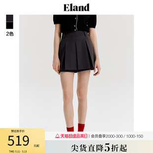 新款 Eland衣恋设计感A字裙裤 子2024夏季 百褶裙短裙短裤 女时尚