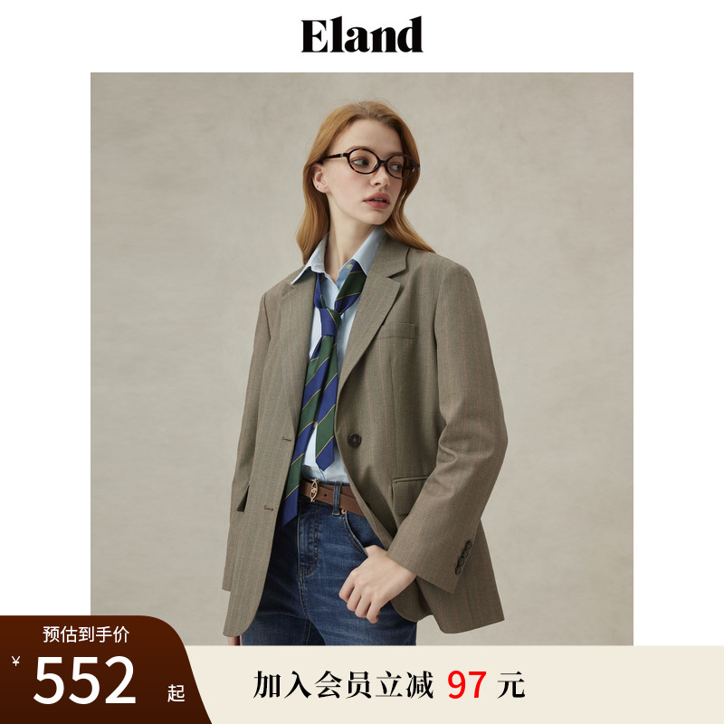 Eland衣恋西装女领口粘衬单排扣直筒显瘦通勤西服外套25春季新款