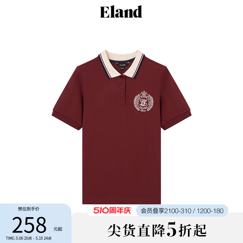 eland学院风短袖衣恋polo领撞色