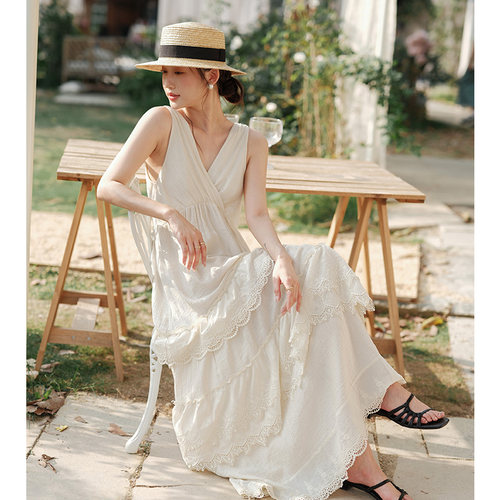 诺比昂宫廷风A字裙棉混纺