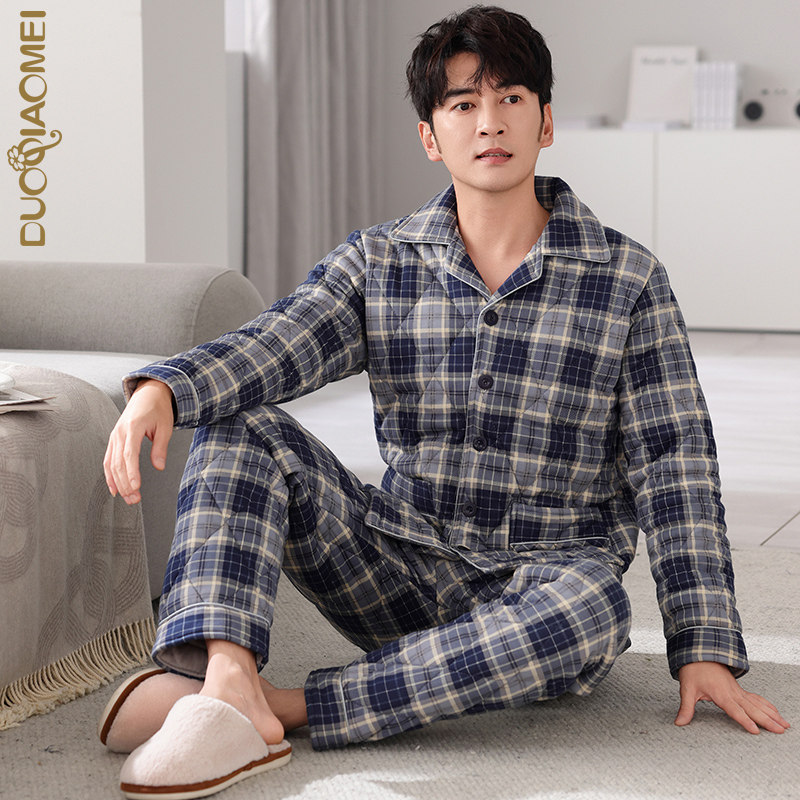 睡衣冬季男纯棉三层夹棉加厚保暖冬天大棉袄男士秋冬款家居服套装,女士内衣/男士内衣/家居服,睡衣/家居服套装,淘宝优惠券,粉丝福利购,淘宝优惠卷