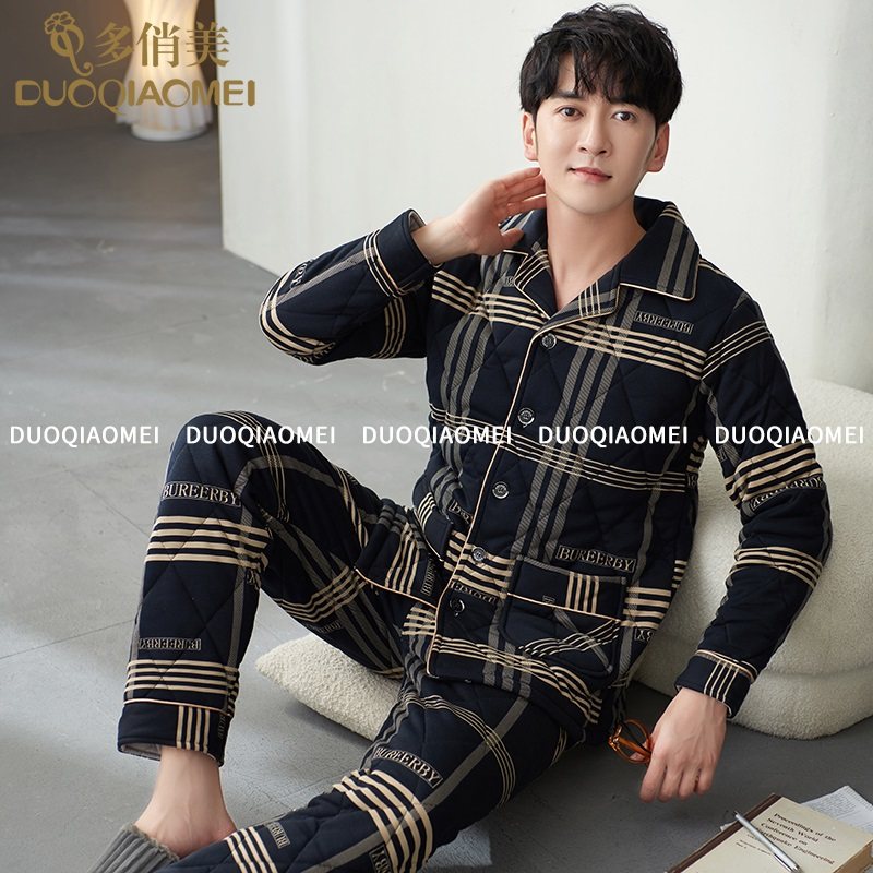 睡衣男士冬季加厚格子纯棉夹棉秋冬款全棉三层保暖加棉冬款家居服,女士内衣/男士内衣/家居服,睡衣/家居服套装,淘宝优惠券,粉丝福利购,淘宝优惠卷