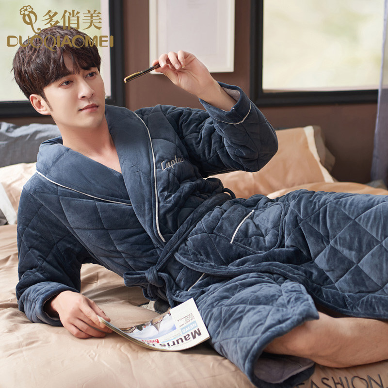 简约2026年新款珊瑚绒夹棉大码睡袍大衣外套棉袄浴袍睡衣秋冬款男,女士内衣/男士内衣/家居服,睡袍/浴袍,淘宝优惠券,粉丝福利购,淘宝优惠卷