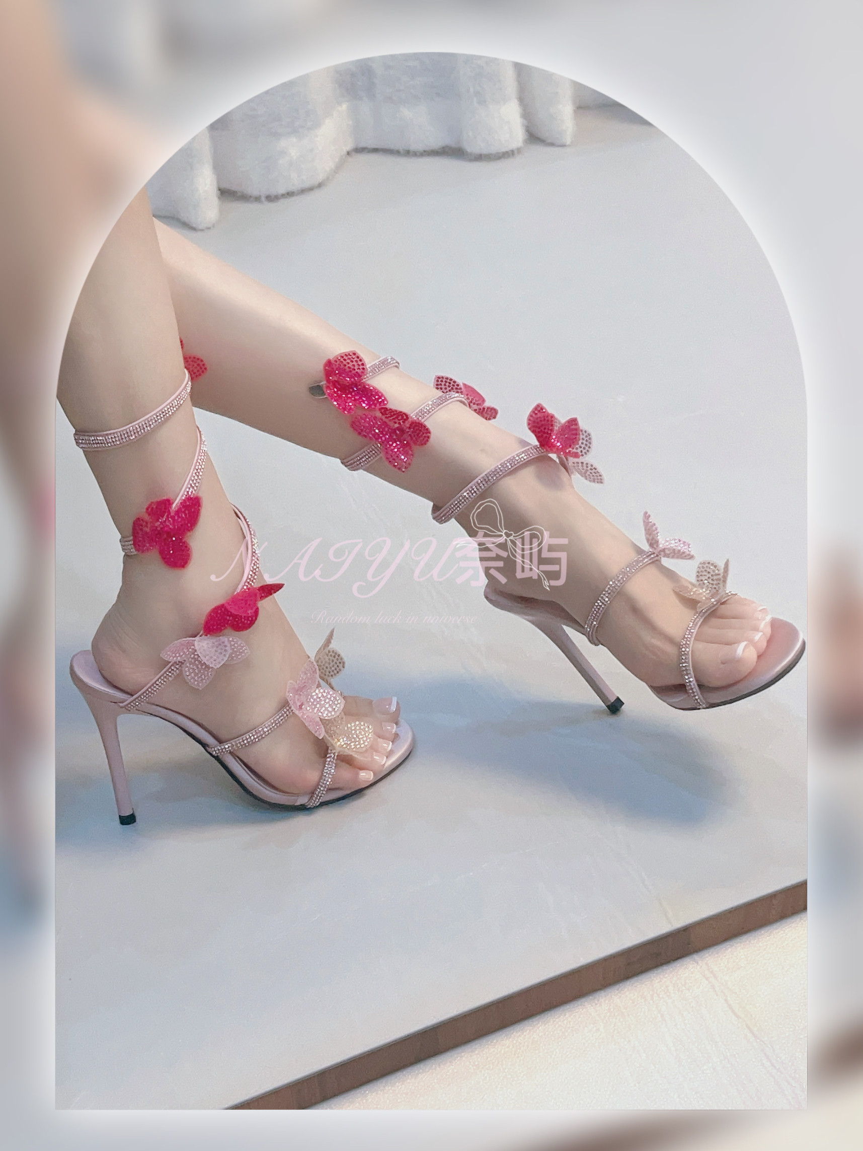 绝美花仙子～水钻花朵露趾蛇形缠绕罗马凉鞋女夏季仙女风高跟鞋