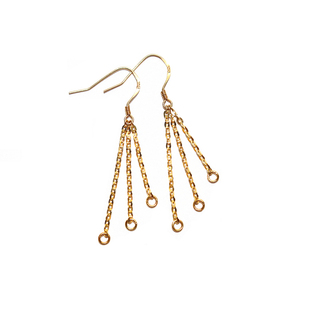 925纯银饰品全新民族风镀黄金长链流苏耳环耳钩DIY独特耳链配件