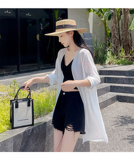 中长款披肩夏季外搭吊带配裙子雪纺外套女夏季百搭小坎肩薄款开衫