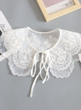 百搭蕾丝假领子新款女披肩花边减龄气质装饰纯色衣领小围巾假领子