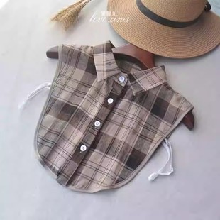 假领子纯棉格纹秋冬工装 西服打底尖领衬衣领方领假衣领 士职业正装