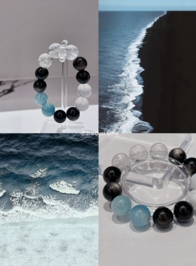高级定制·海系手串天然水晶海蓝宝手串原创设计高级感净化心灵