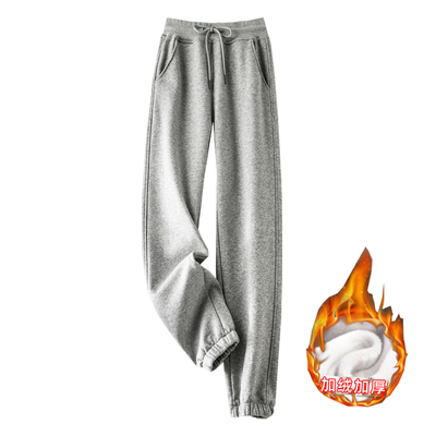 宽松休闲高腰加绒卫裤运动裤