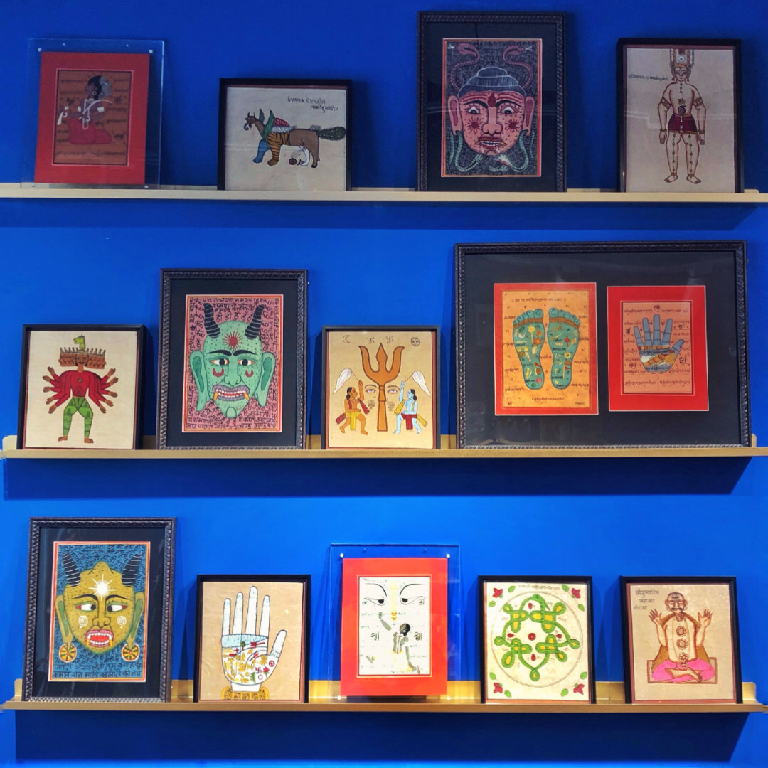 india印度手绘瑜伽符号细密画