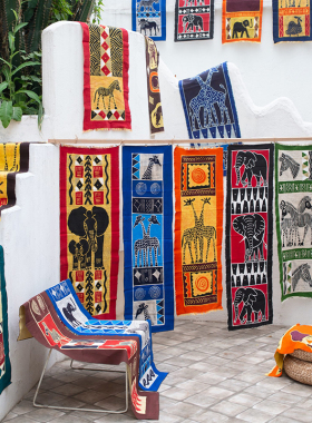 Barkcloth野性非洲传统部落蜡染手织树皮挂布长条桌旗挂旗