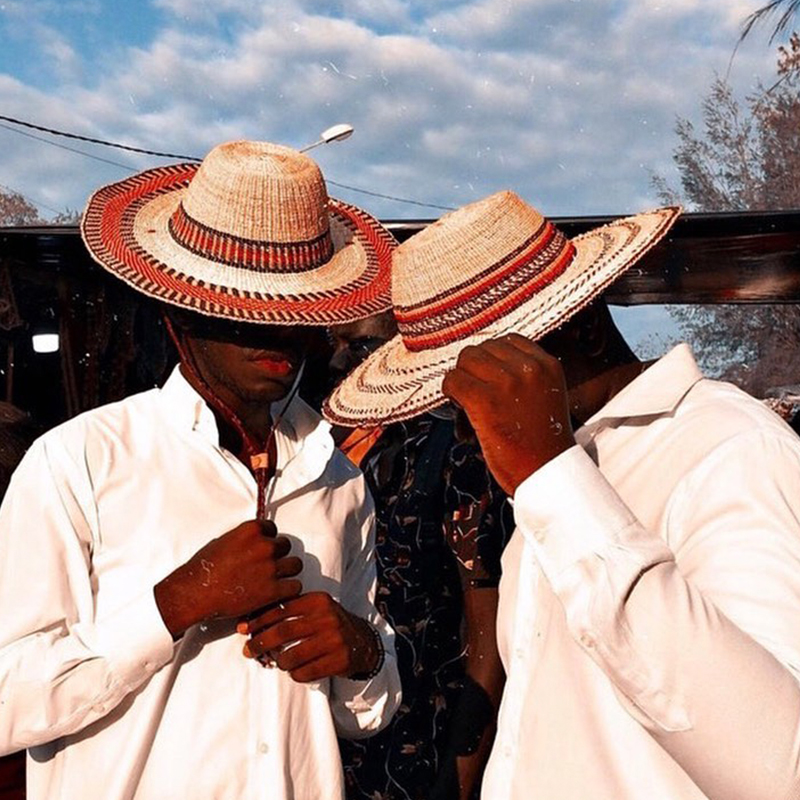 西非加纳手工象草夏日复古草帽