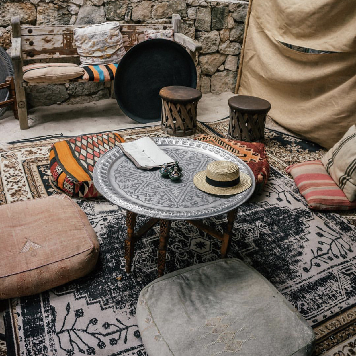 摩洛哥托盘雕刻咖啡折叠家具桌脚