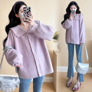 针织衫 长袖 开衫 毛衣时尚 百搭衣服 孕妇装 简约海军领上衣秋冬装 秋装