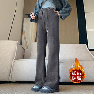 子冬季 灯芯绒怀孕裤 外穿抽绳休闲喇叭裤 加绒保暖长裤 冬 冬装 孕妇裤