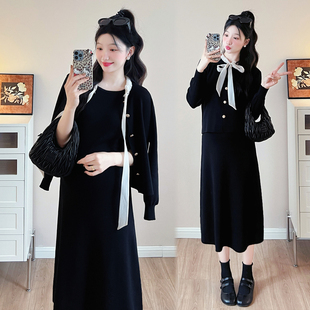 孕妇装秋装长袖开衫外套秋季吊带裙秋冬装两件套连衣裙套装裙子秋