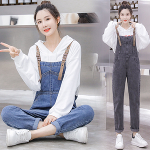 孕妇牛仔背带裤2023新款孕妇裤子秋季外穿怀孕长裤春秋休闲裤潮妈