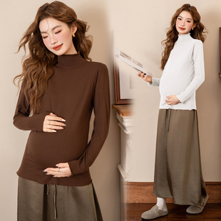 简约百搭长袖 时尚 上衣2025新款 孕妇T恤秋季 孕妇装 怀孕打底衫 秋装