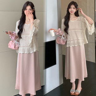 孕妇装夏装防晒衣罩衫夏季吊带裙孕妇套装连衣裙两件套休闲裙子夏