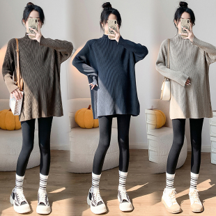 百搭简约长袖 时尚 针织衫 秋冬装 孕妇装 保暖套头毛衣怀孕打底衫 冬装