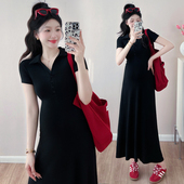 孕妇裙夏季 孕妇装 连衣裙2026新款 简约POLO领短袖 长裙孕妇裙夏 夏装