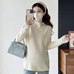 针织衫 长袖 套头毛衣时尚 简约百搭怀孕上衣秋冬装 孕妇装 打底衫 秋装