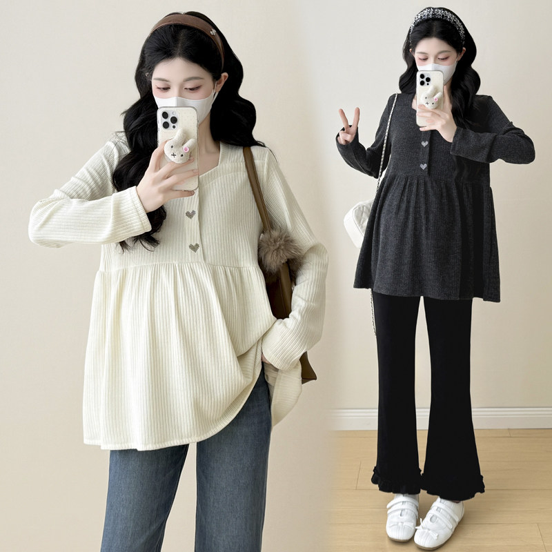 孕妇装春装方领刺绣长袖针织衫宽松大码休闲百搭娃娃衫春季上衣春,孕妇装/孕产妇用品/营养,针织衫,淘宝优惠券,粉丝福利购,淘宝优惠卷